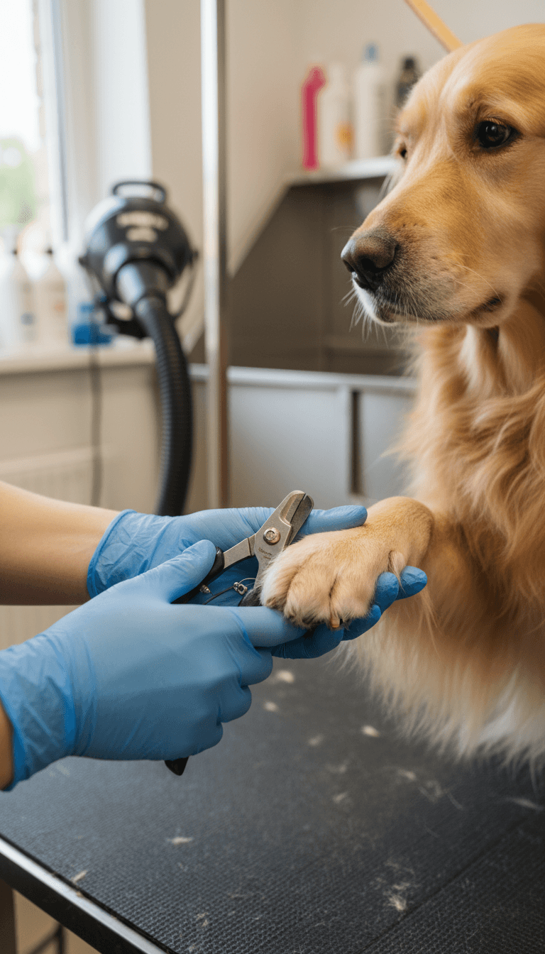 dog nail trim being done by groomer